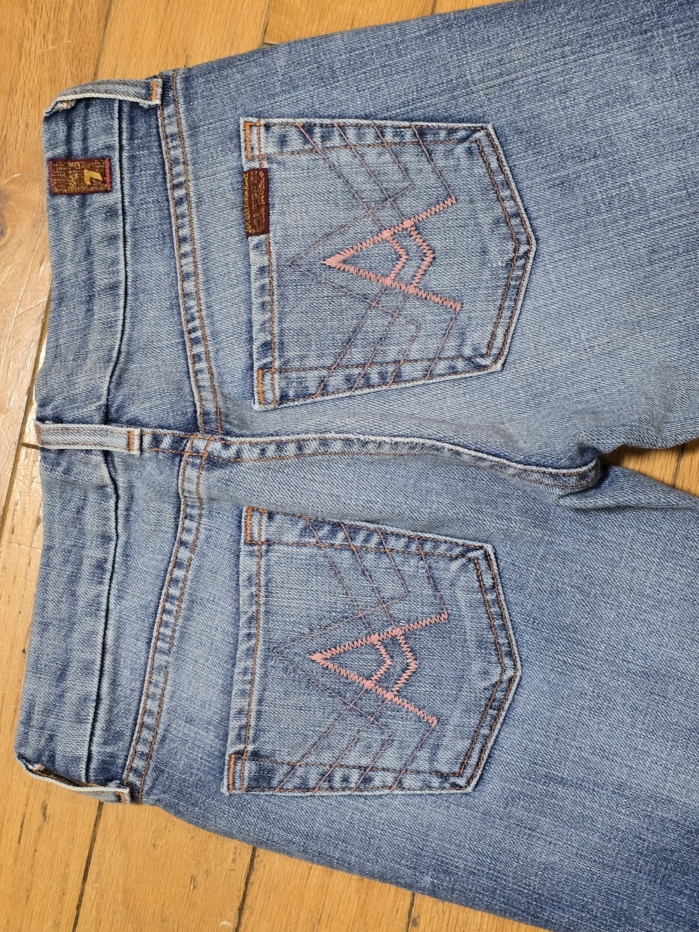 7 For All Mankind Light Blue Flared Jeans - Wide Leg Denim - Picture 2 of 8